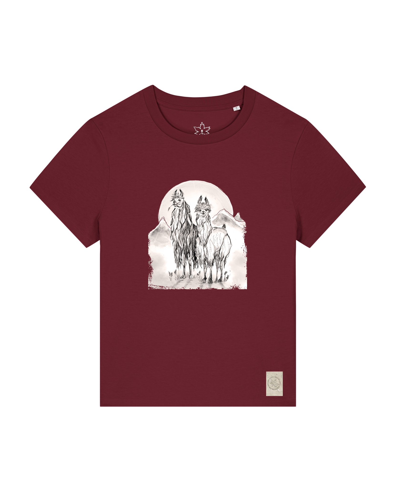 bio-female-medium fit-tshirt-alpaka-sttw172-burgunder rot-front