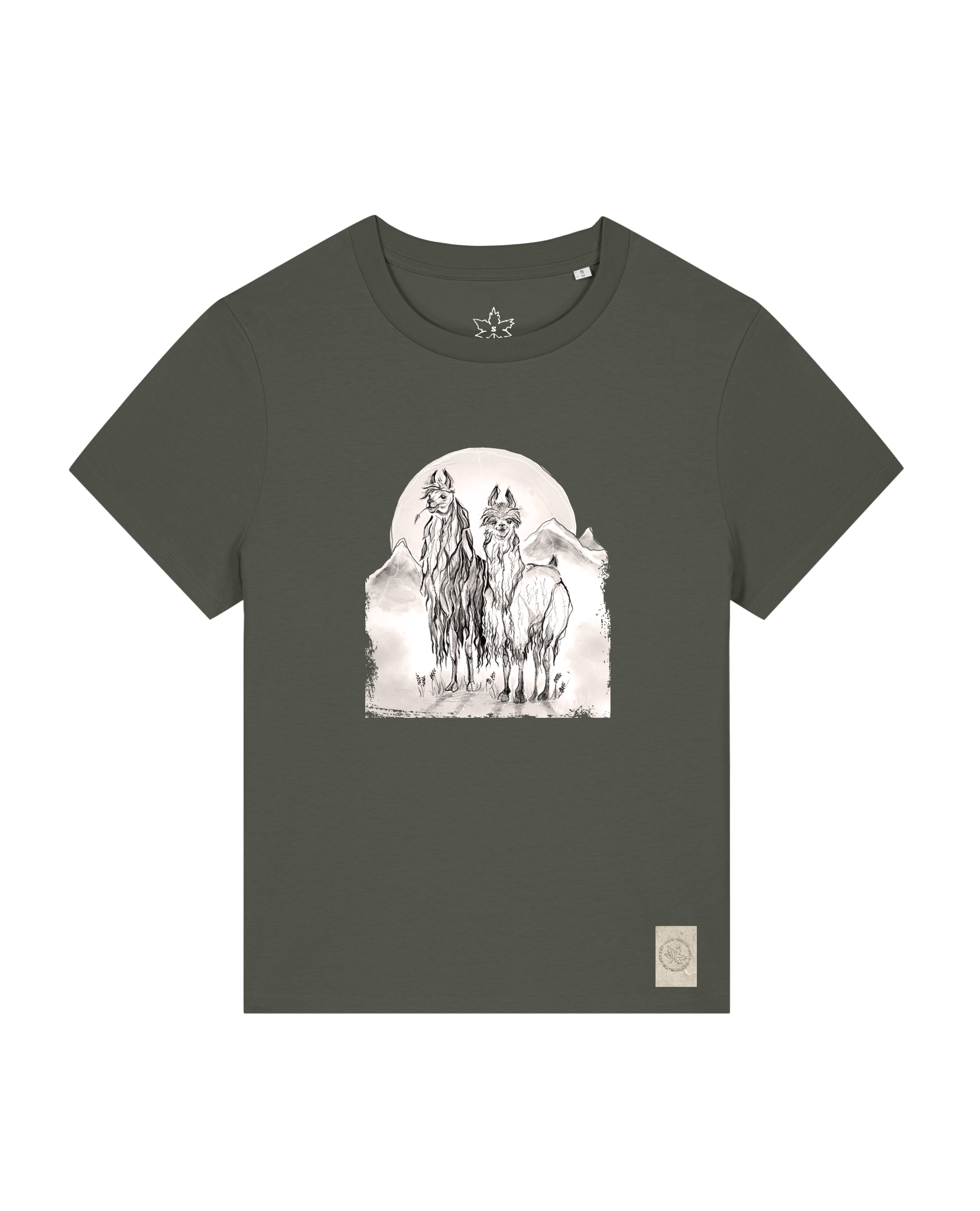 bio-female-medium fit-tshirt-alpaka-sttw172-grunkohl-front