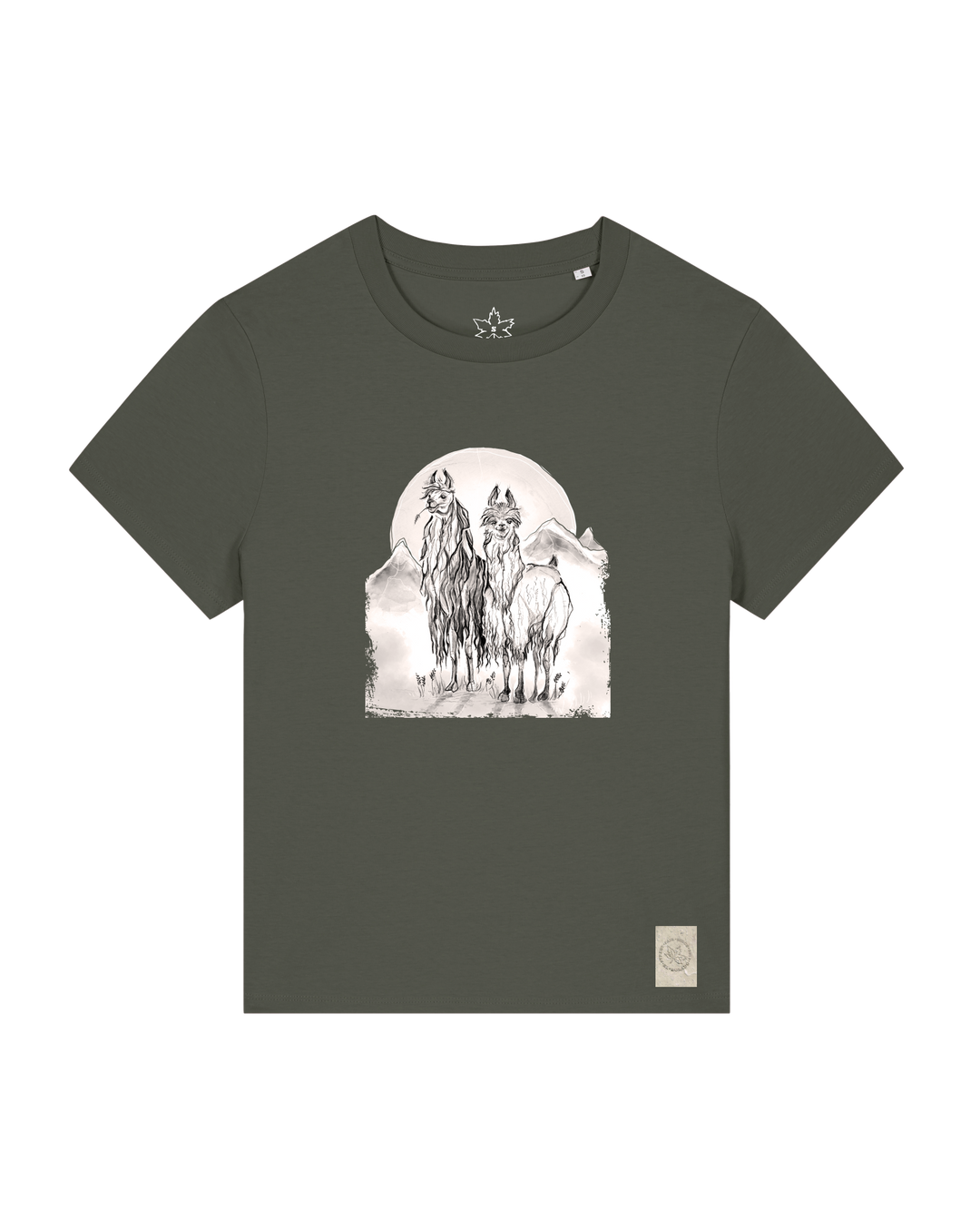bio-female-medium fit-tshirt-alpaka-sttw172-grunkohl-front