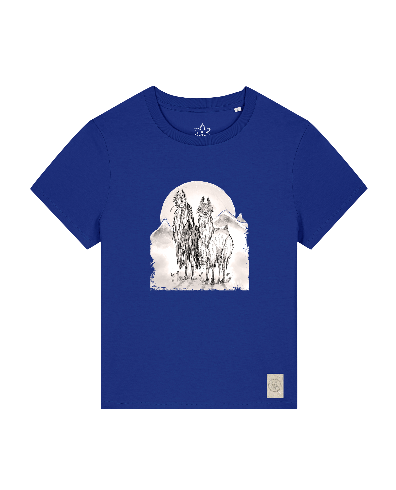 bio-female-medium fit-tshirt-alpaka-sttw172-kornblume-front