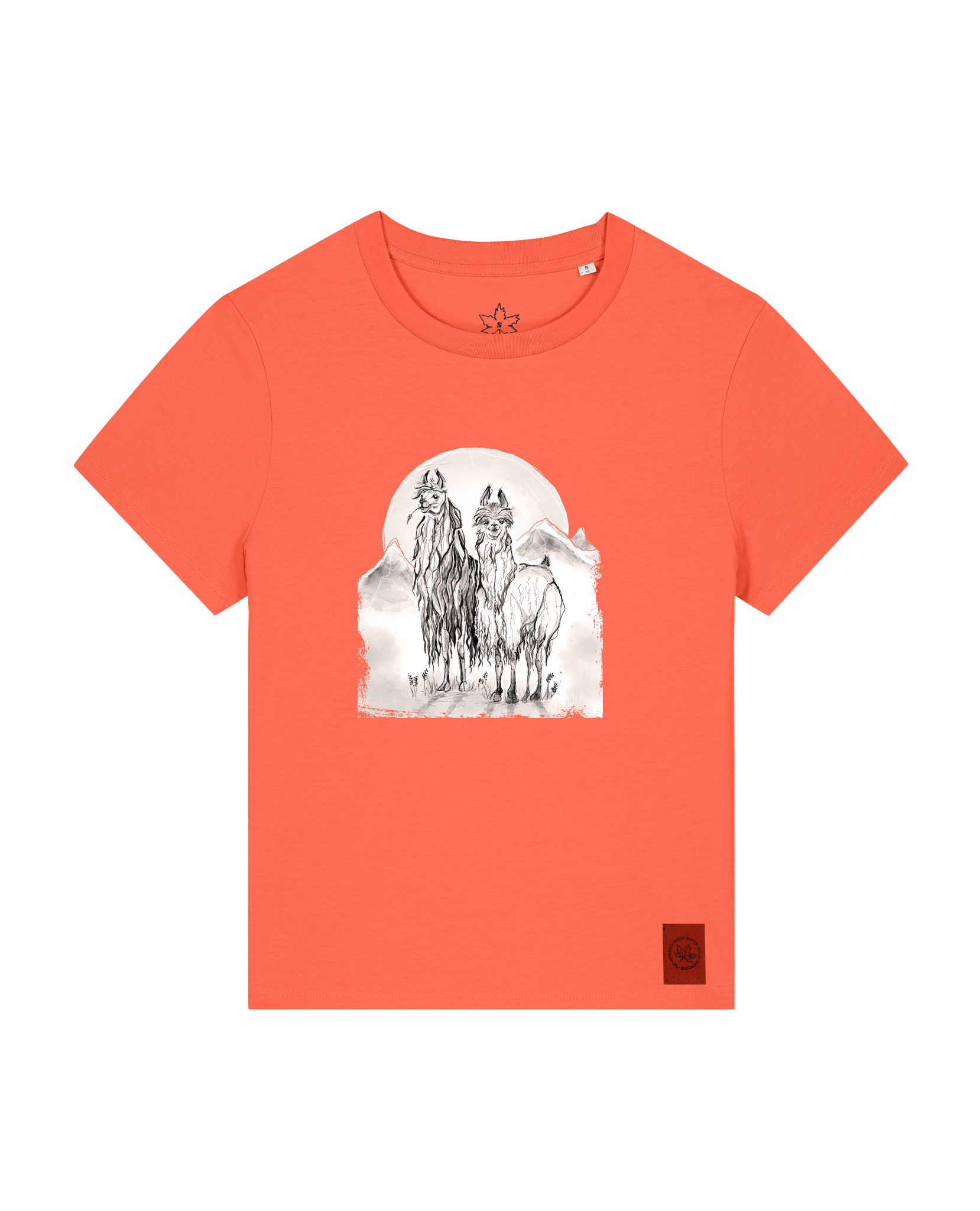 bio-female-medium fit-tshirt-alpaka-sttw172-mandarine-front