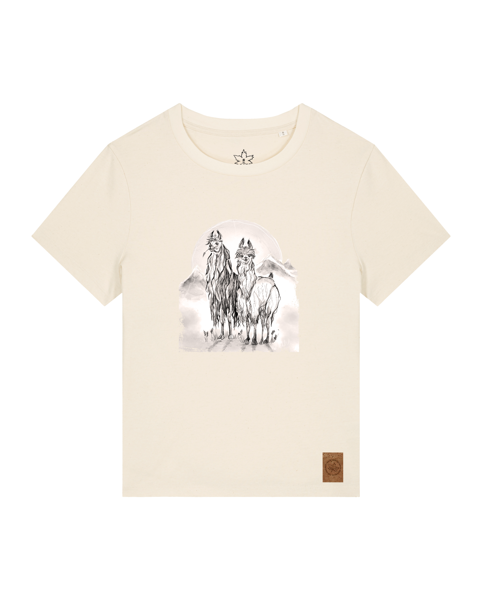 bio-female-medium fit-tshirt-alpaka-sttw172-natur-front