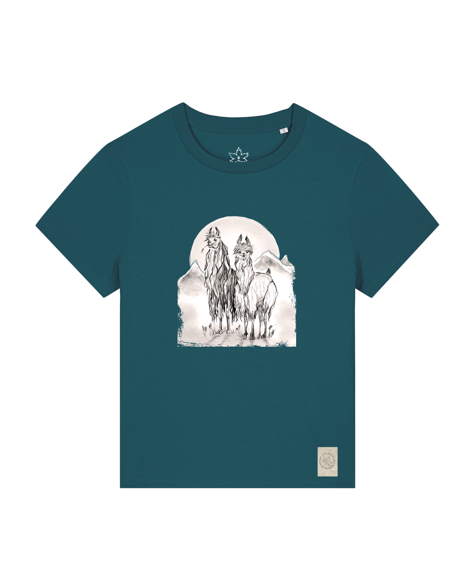 bio-female-medium fit-tshirt-alpaka-sttw172-nordmanntanne-front