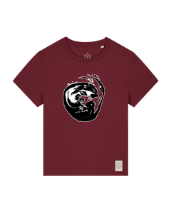 bio-female-medium fit-tshirt-alpha otter-sttw172-burgunder rot-front
