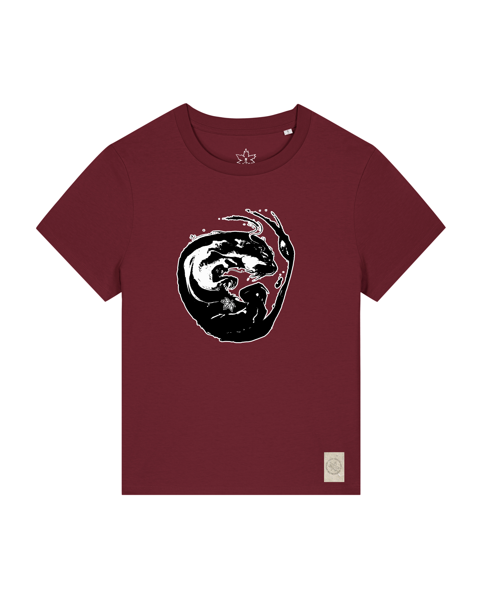 bio-female-medium fit-tshirt-alpha otter-sttw172-burgunder rot-front