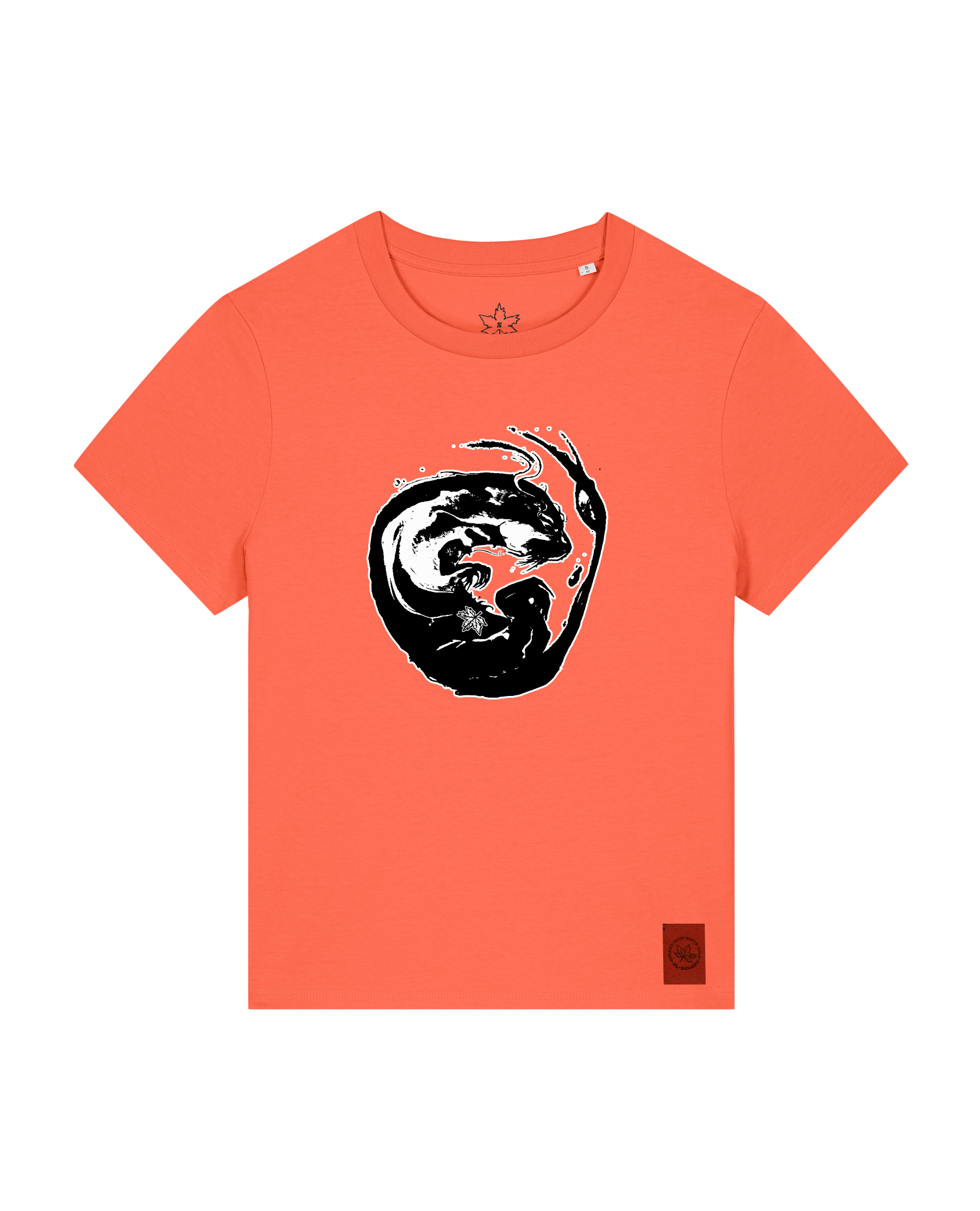 bio-female-medium fit-tshirt-alpha otter-sttw172-mandarine-front