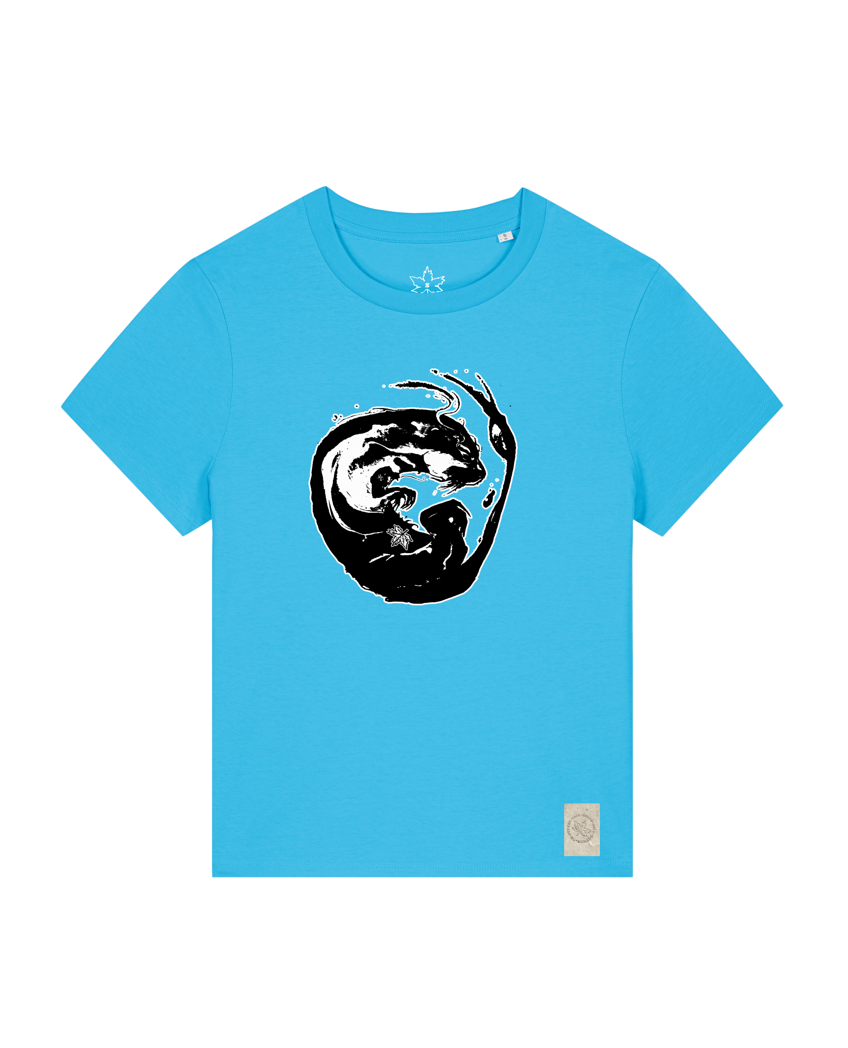 bio-female-medium fit-tshirt-alpha otter-sttw172-wasserblau-front