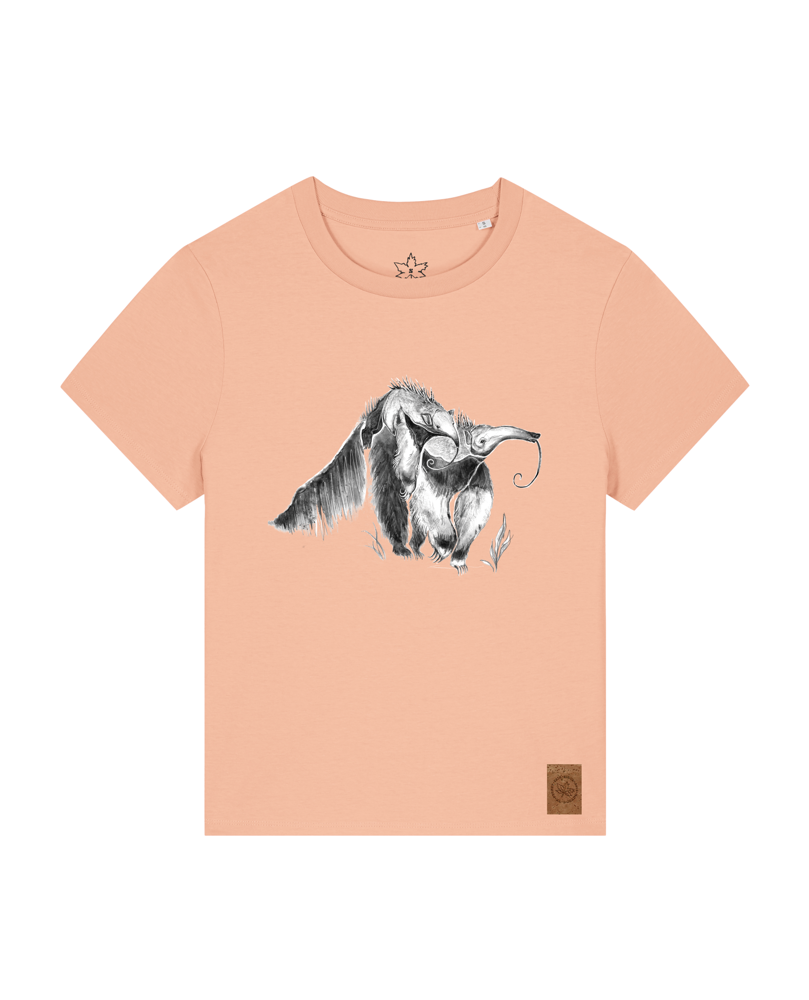 bio-female-medium fit-tshirt-ameisenbär-sttw172-agyptische keramik-front