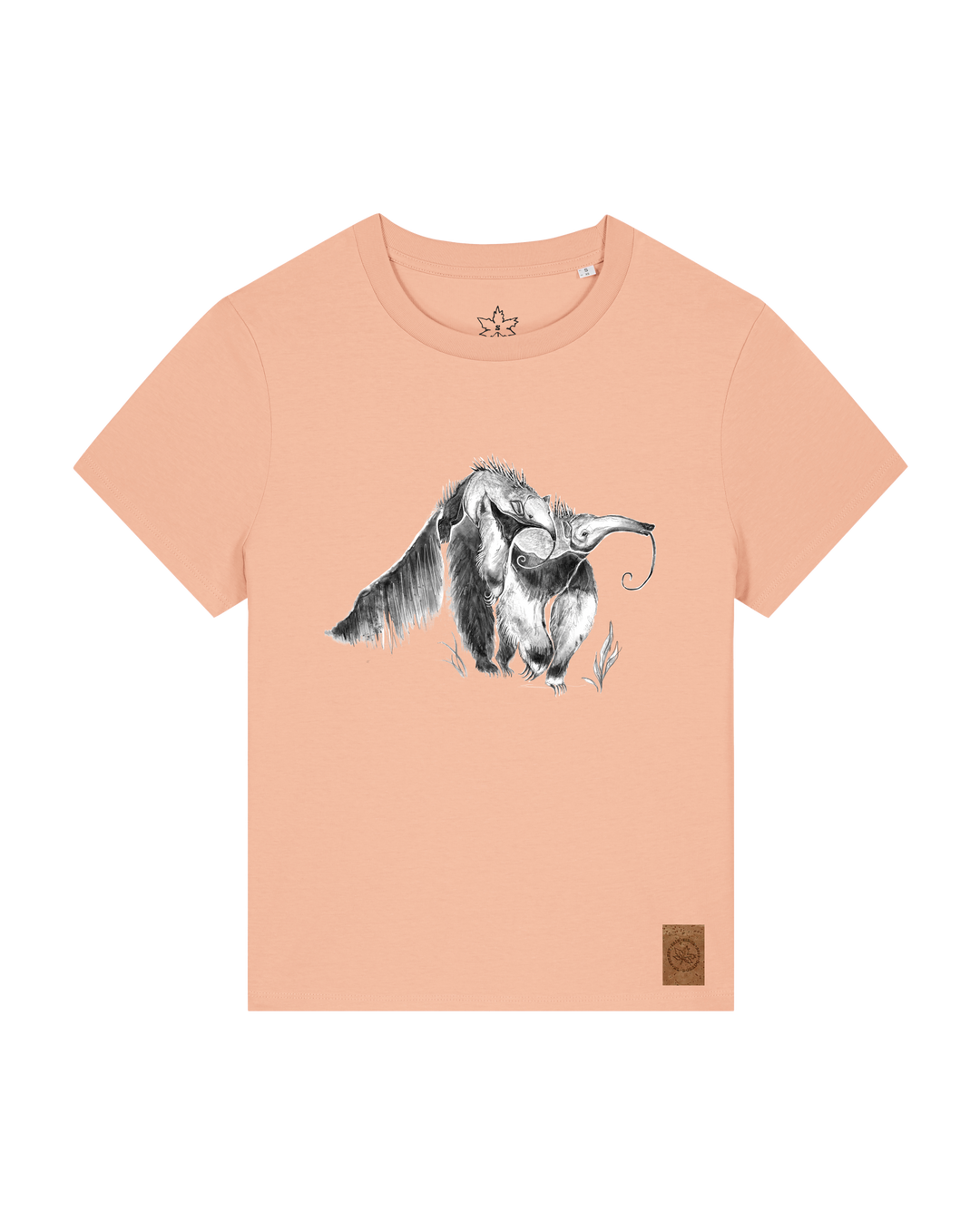 bio-female-medium fit-tshirt-ameisenbär-sttw172-agyptische keramik-front