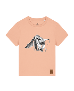 bio-female-medium fit-tshirt-ameisenbär-sttw172-agyptische keramik-front