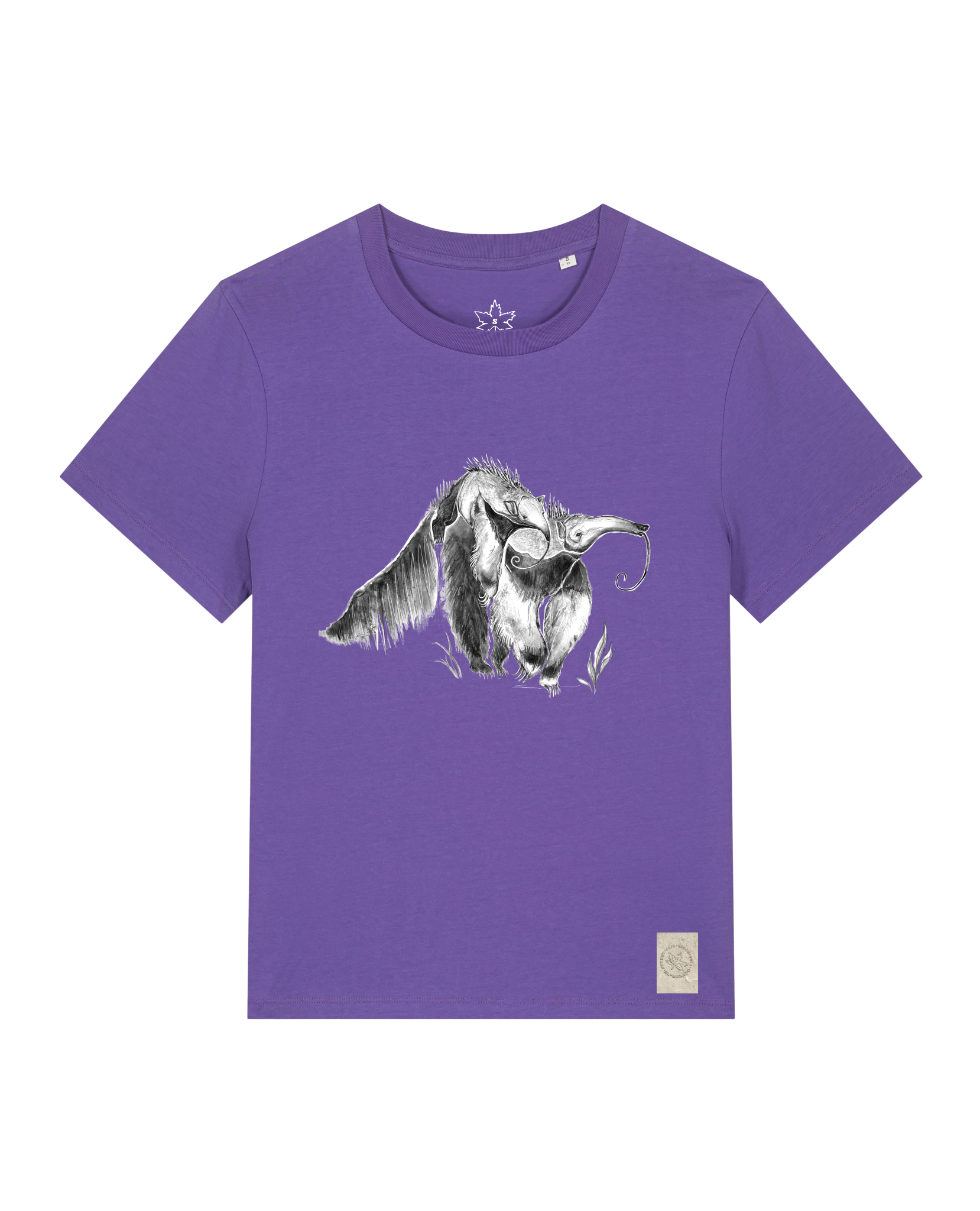 bio-female-medium fit-tshirt-ameisenbär-sttw172-blaukraut-front