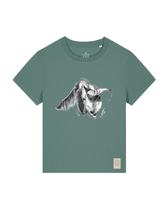 bio-female-medium fit-tshirt-ameisenbär-sttw172-blautanne-front
