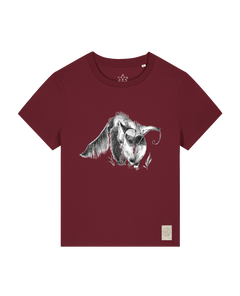 bio-female-medium fit-tshirt-ameisenbär-sttw172-burgunder rot-front