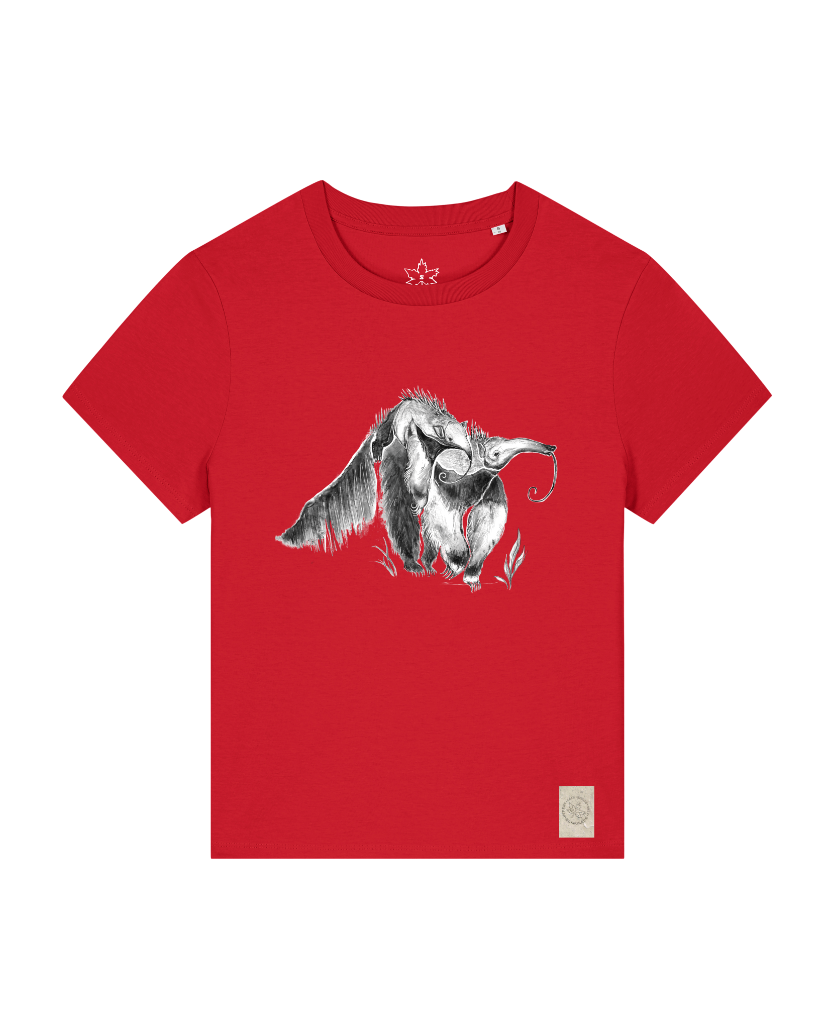 bio-female-medium fit-tshirt-ameisenbär-sttw172-erdbeere-front