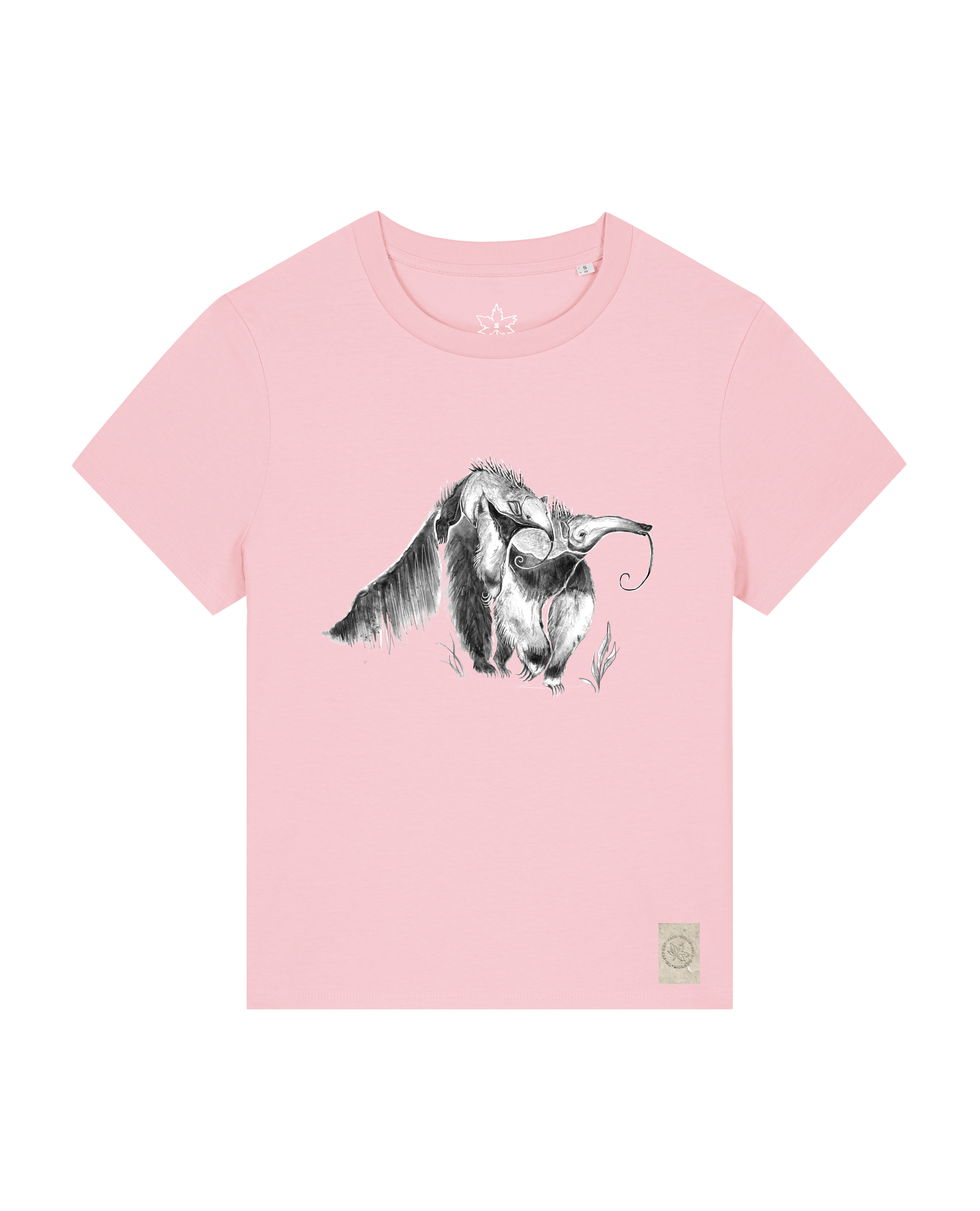 bio-female-medium fit-tshirt-ameisenbär-sttw172-flamingo-front