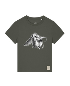 bio-female-medium fit-tshirt-ameisenbär-sttw172-grunkohl-front