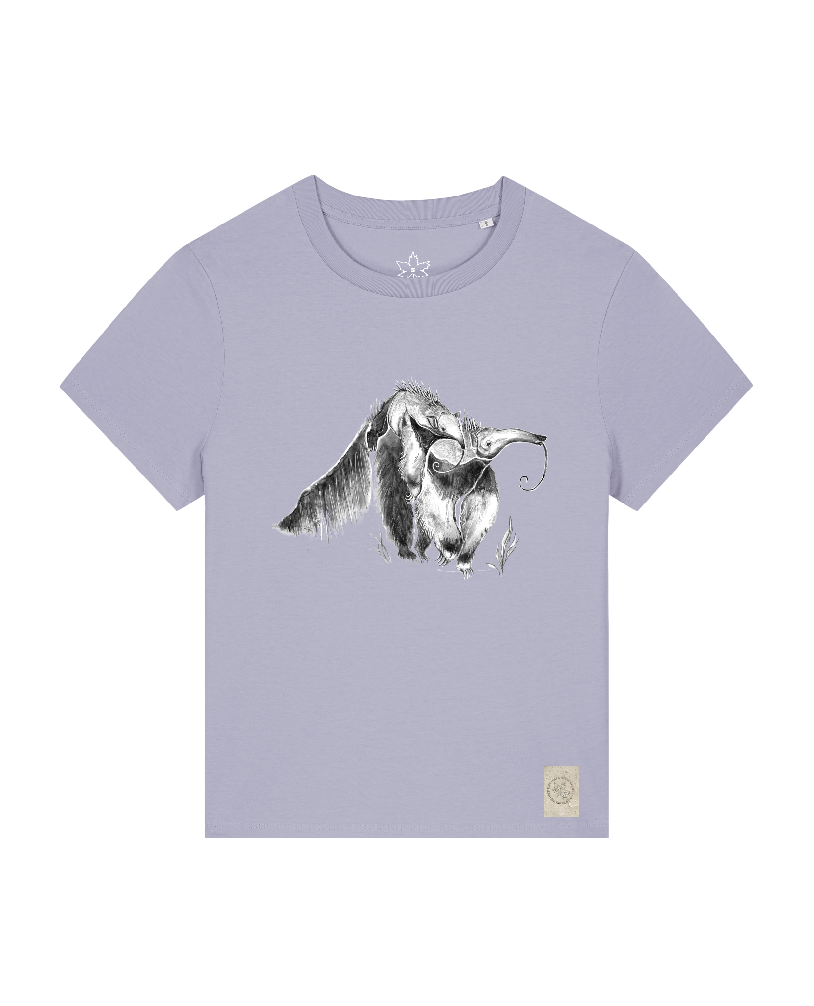 bio-female-medium fit-tshirt-ameisenbär-sttw172-lavender-front