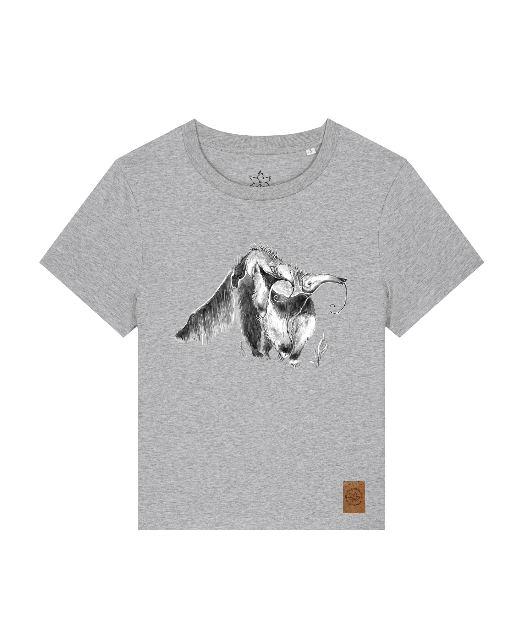 bio-female-medium fit-tshirt-ameisenbär-sttw172-mausgrau-front