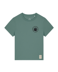 bio-female-medium fit-tshirt-arkadien's friend (backprint)-sttw172-blautanne-front