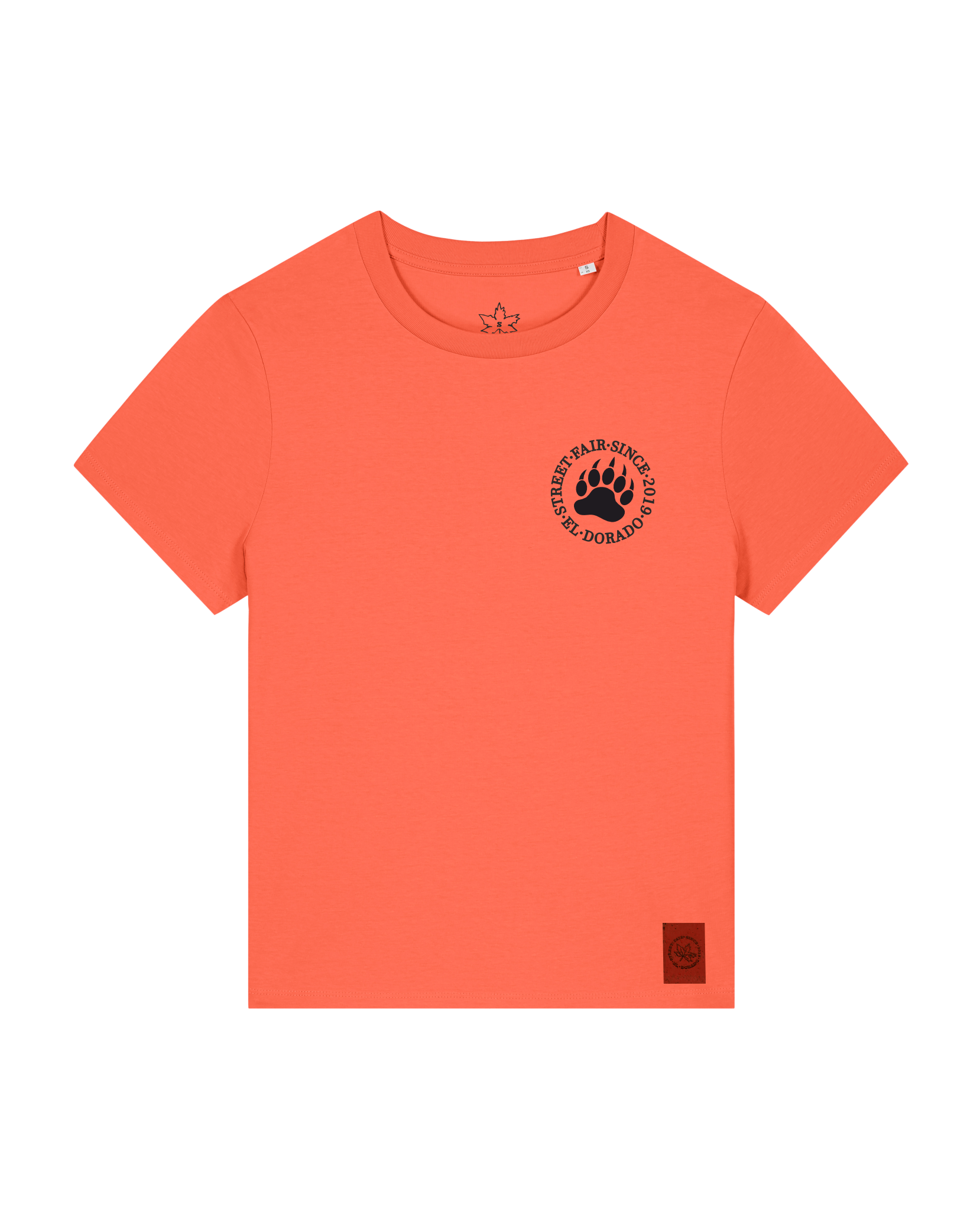 bio-female-medium fit-tshirt-arkadien's friend (backprint)-sttw172-mandarine-front
