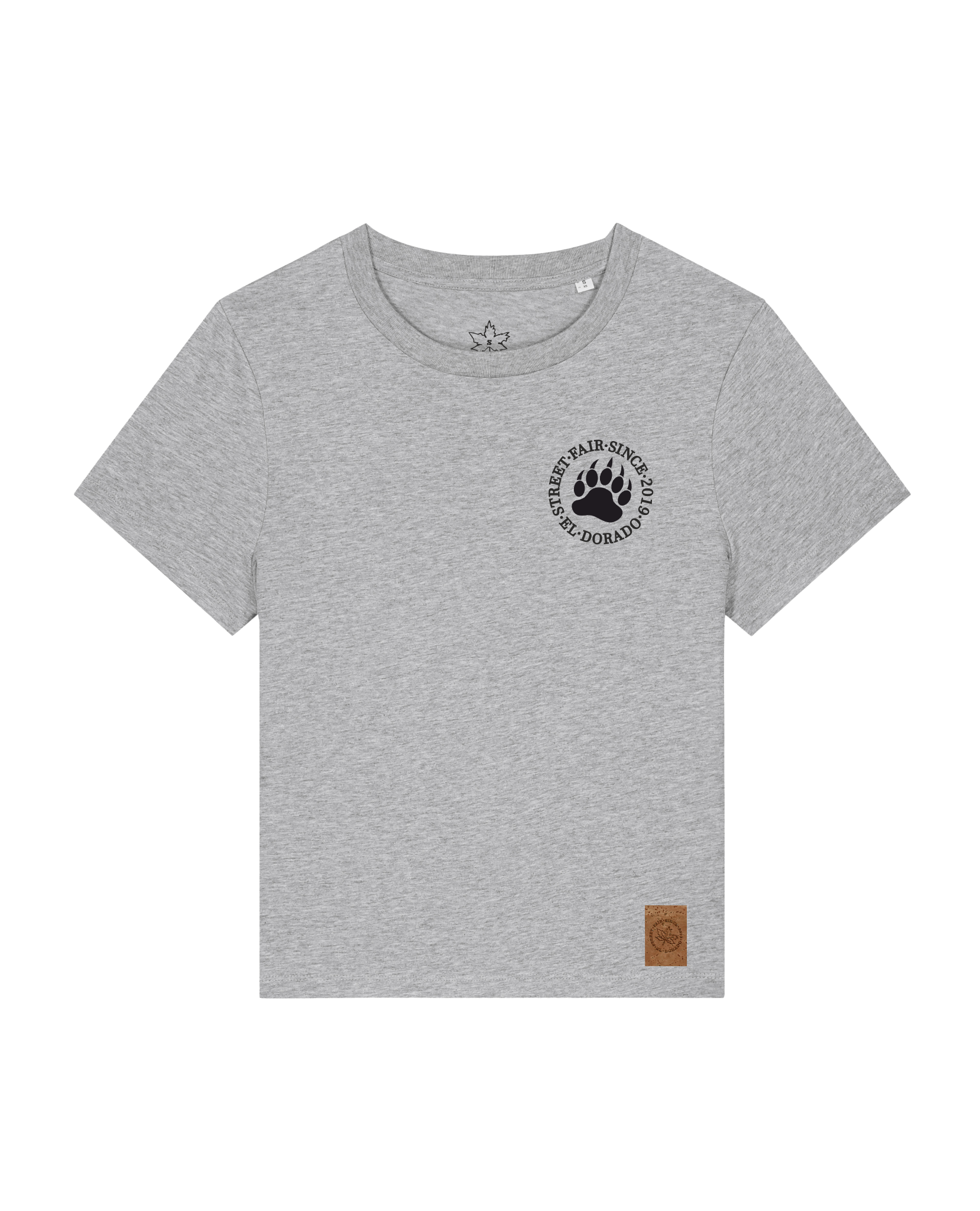 bio-female-medium fit-tshirt-arkadien's friend (backprint)-sttw172-mausgrau-front