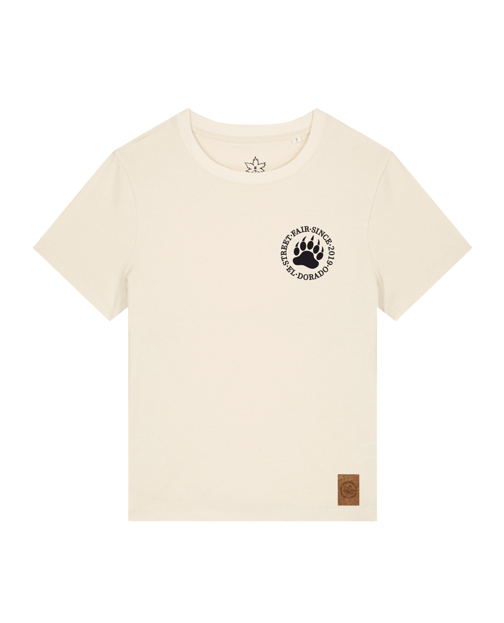 bio-female-medium fit-tshirt-arkadien's friend (backprint)-sttw172-natur-front