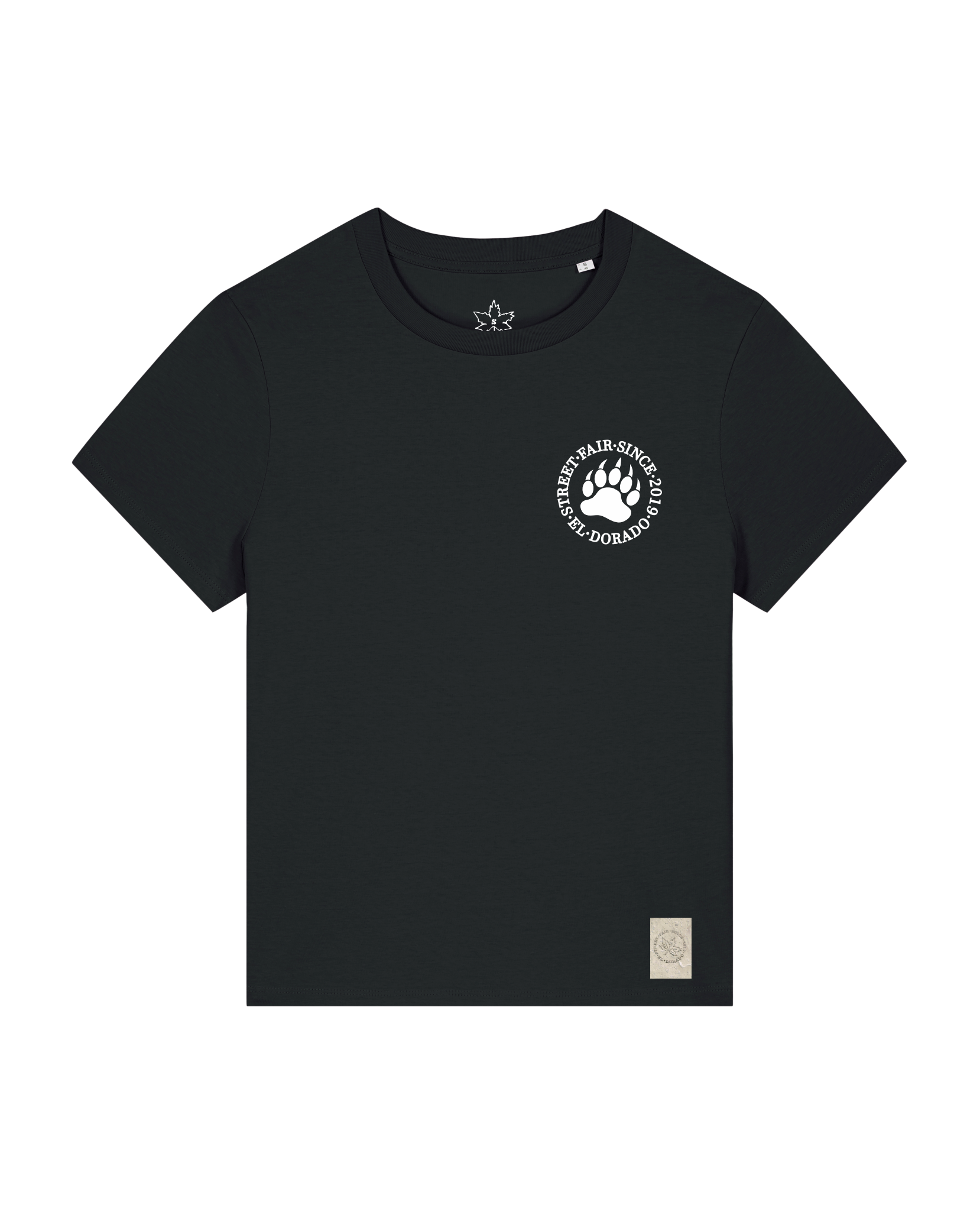 bio-female-medium fit-tshirt-arkadien's friend (backprint)-sttw172-schwarz-front