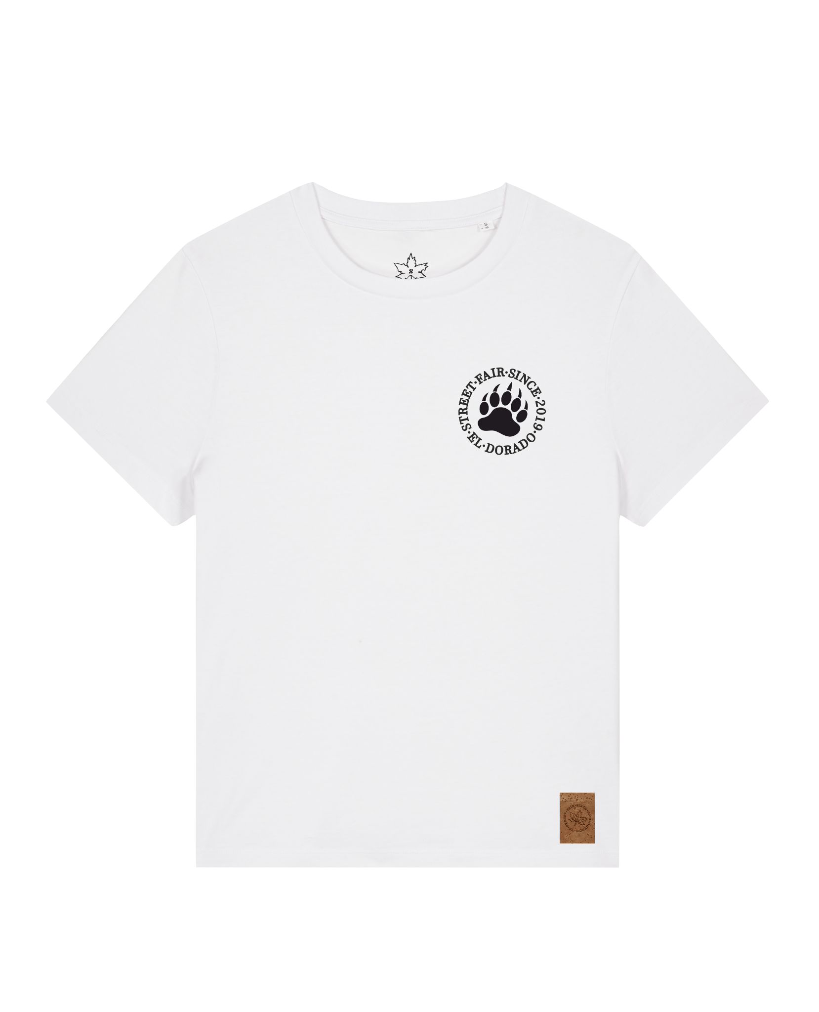 bio-female-medium fit-tshirt-arkadien's friend (backprint)-sttw172-weiß-front