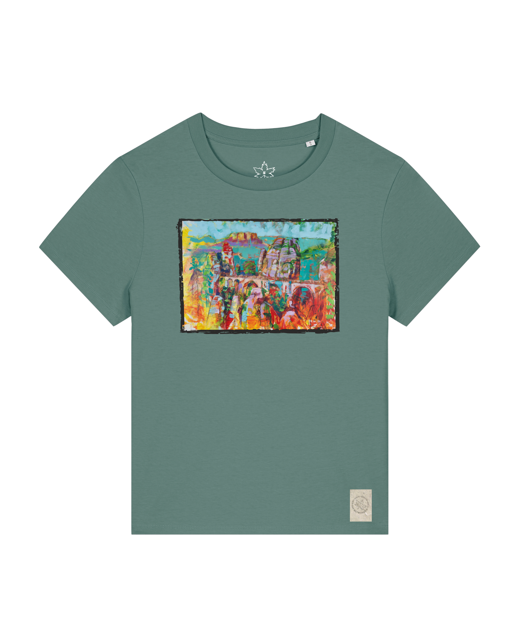 bio-female-medium fit-tshirt-bastei-sttw172-blautanne-front