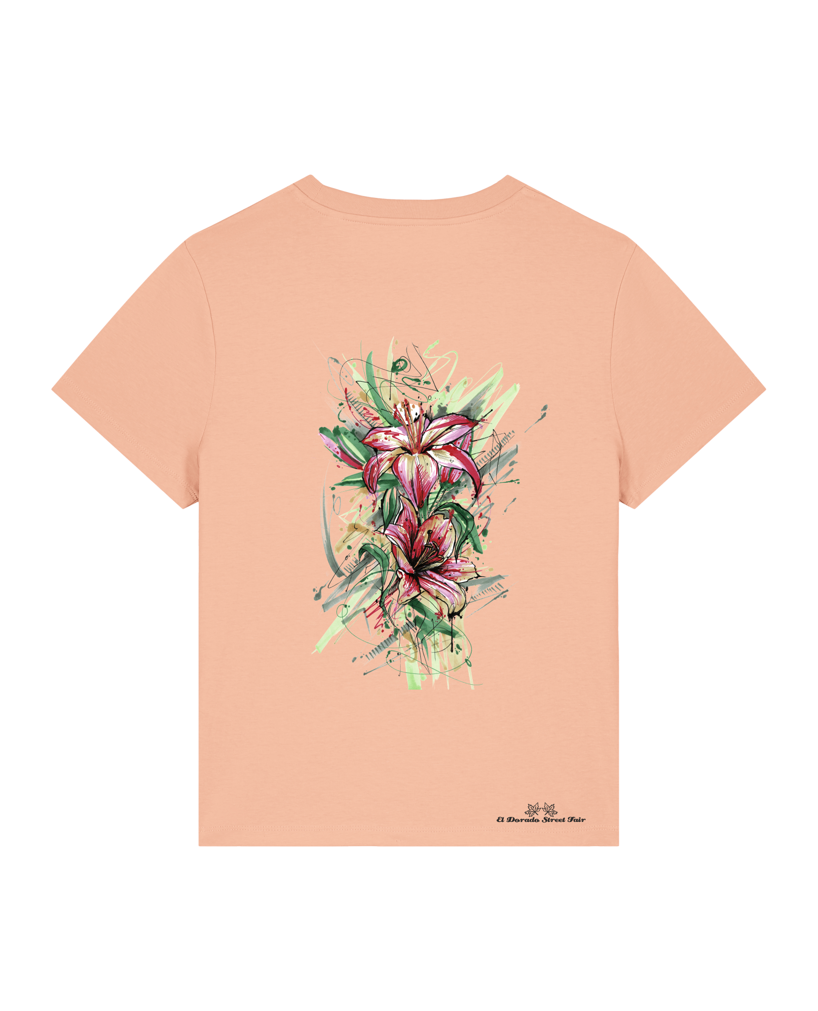 Bio Damen Medium Fit T-Shirt Be Like Flowers (Backprint)