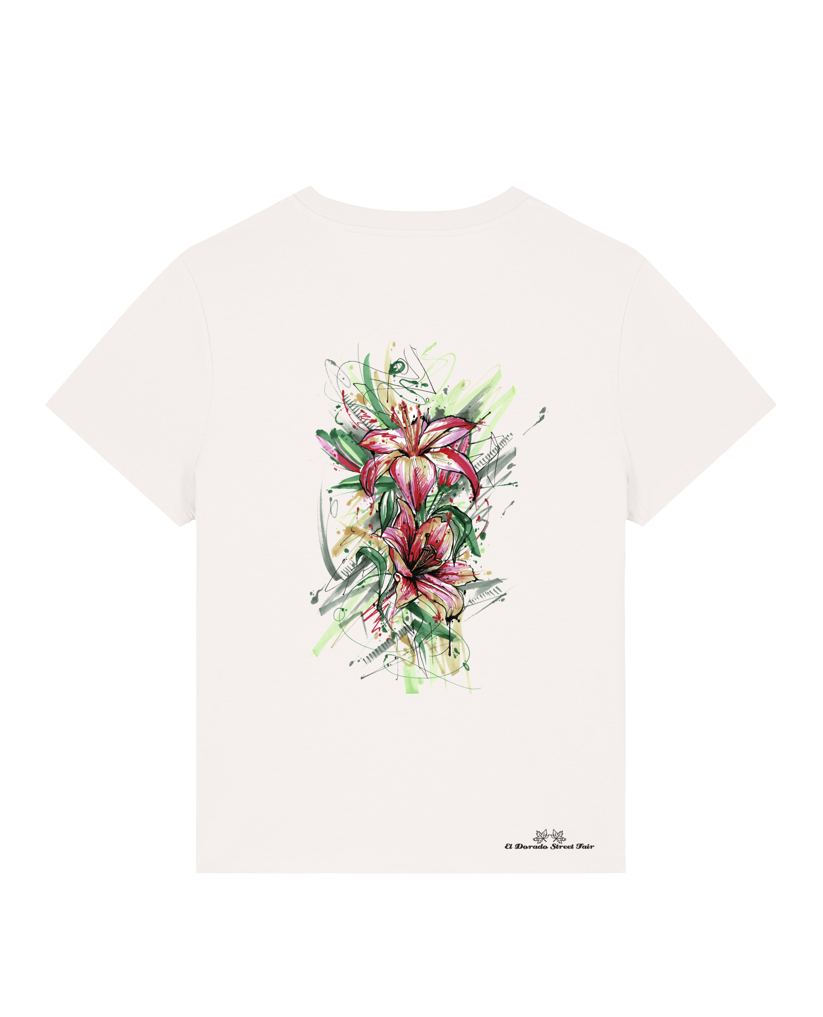 Bio Damen Medium Fit T-Shirt Be Like Flowers (Backprint)
