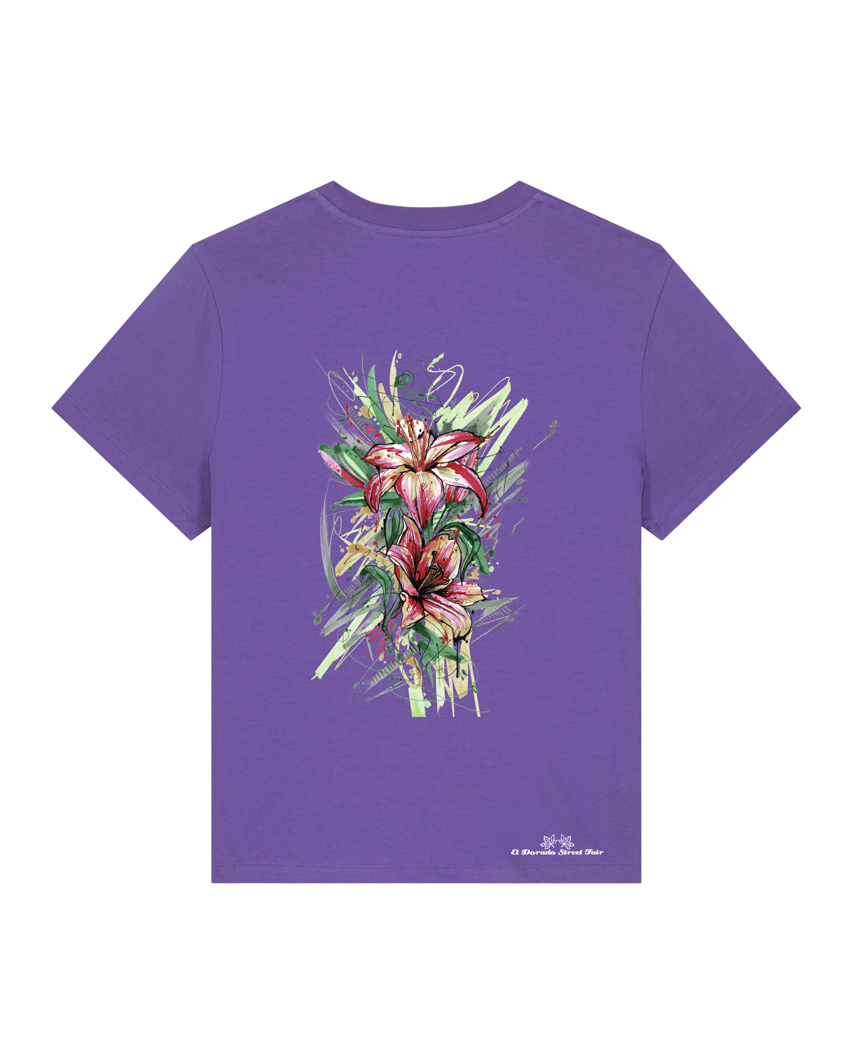 Bio Damen Medium Fit T-Shirt Be Like Flowers (Backprint)