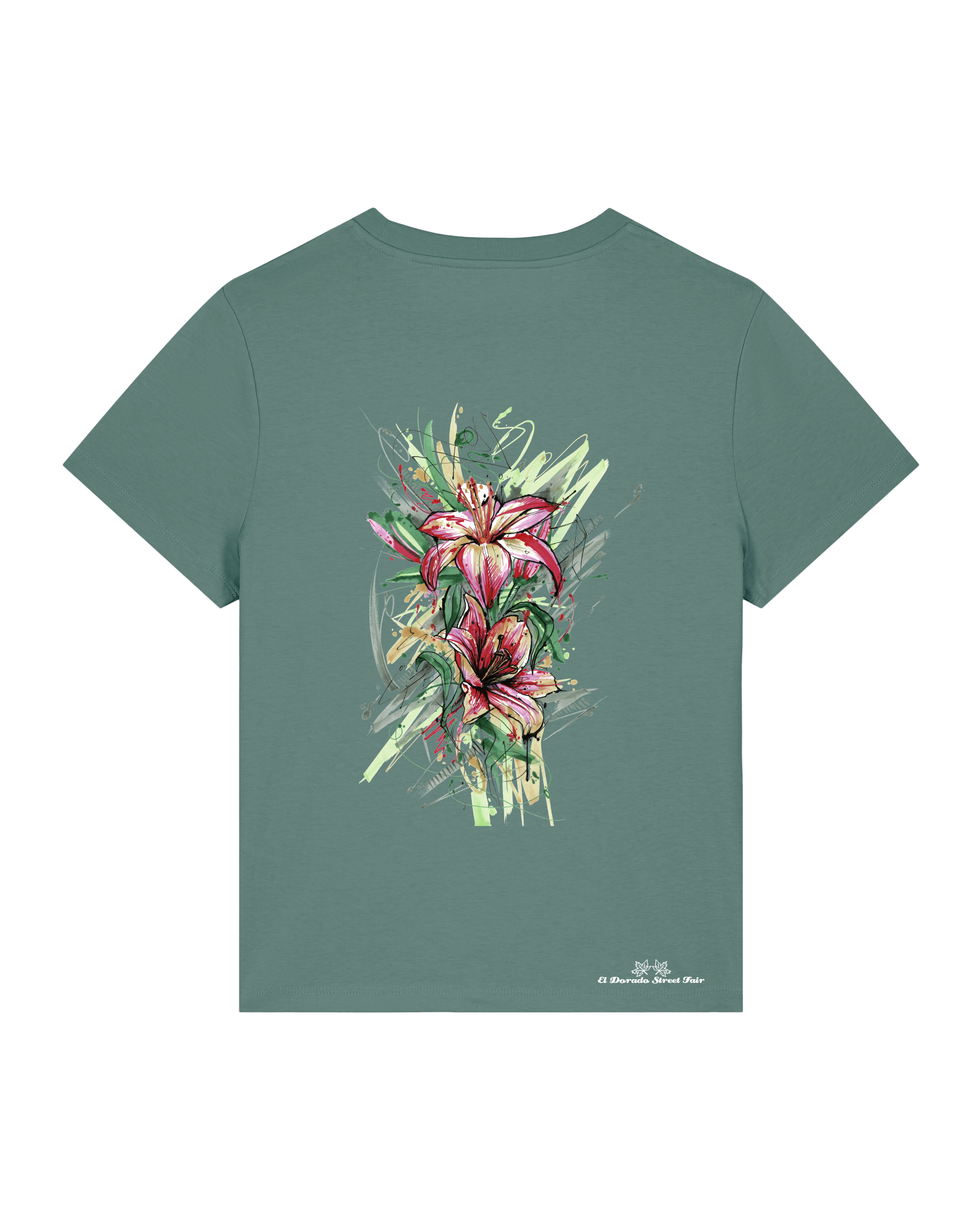 Bio Damen Medium Fit T-Shirt Be Like Flowers (Backprint)