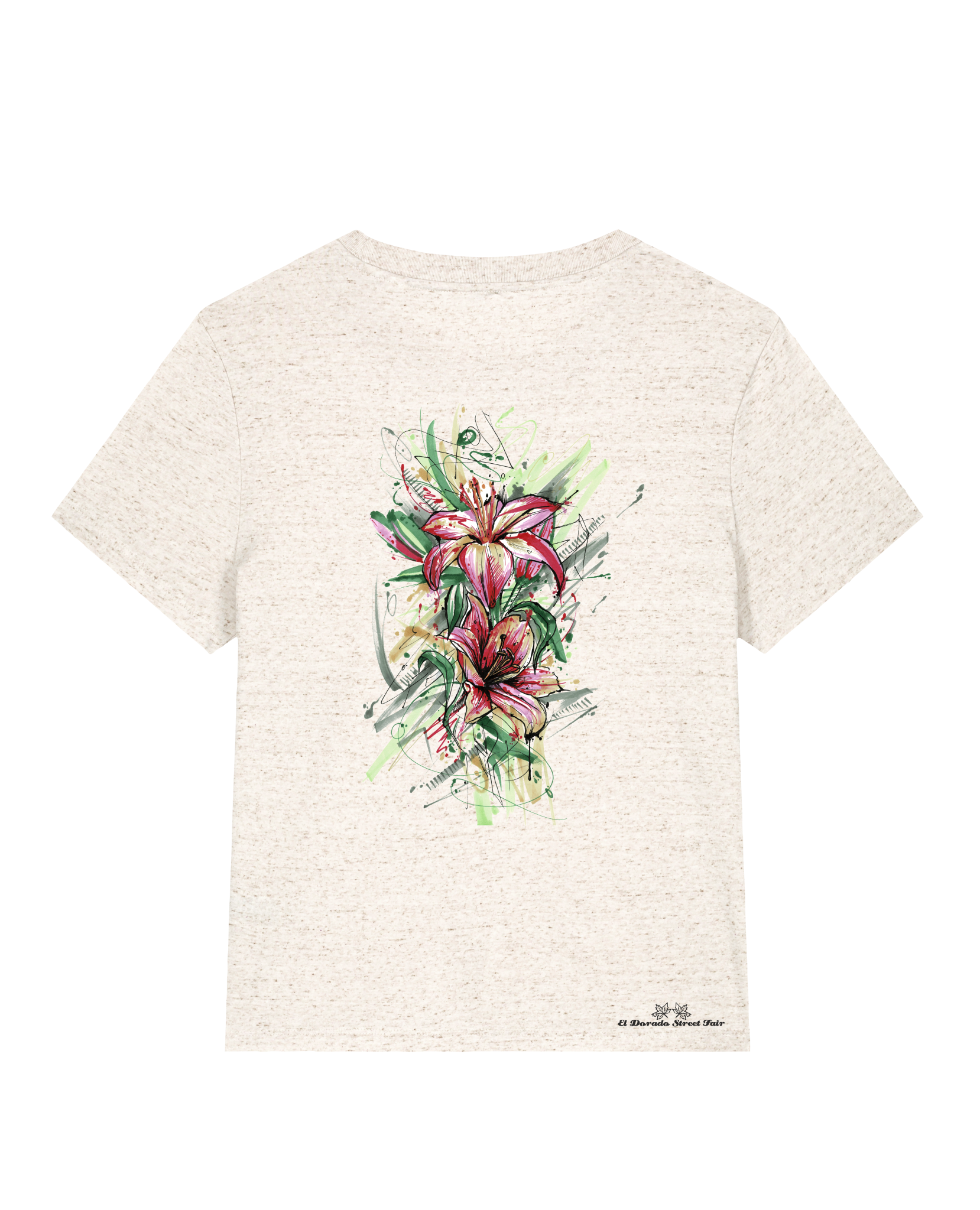 Bio Damen Medium Fit T-Shirt Be Like Flowers (Backprint)