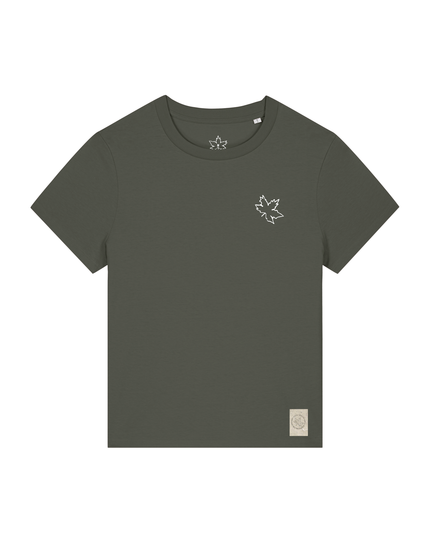 bio-female-medium fit-tshirt-be like flowers (backprint)-sttw172-grunkohl-front