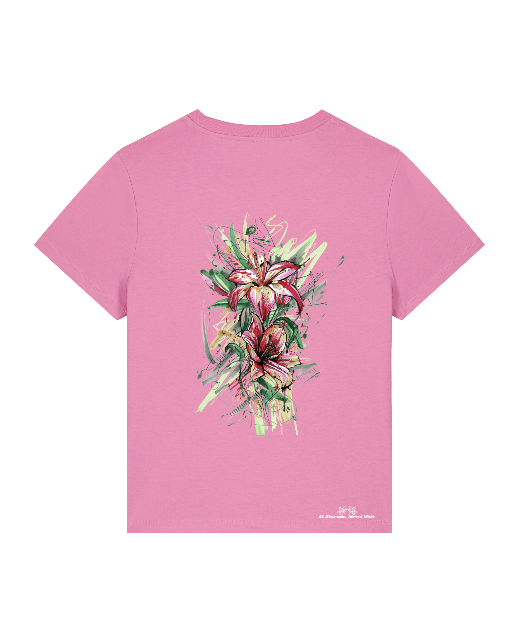 Bio Damen Medium Fit T-Shirt Be Like Flowers (Backprint)