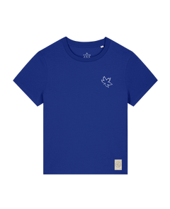 bio-female-medium fit-tshirt-be like flowers (backprint)-sttw172-kornblume-front