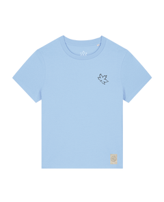 bio-female-medium fit-tshirt-be like flowers (backprint)-sttw172-lagune-front