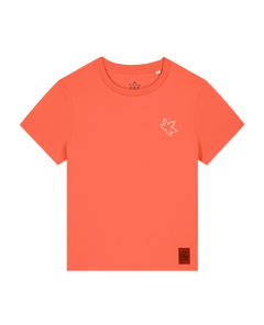 bio-female-medium fit-tshirt-be like flowers (backprint)-sttw172-mandarine-front