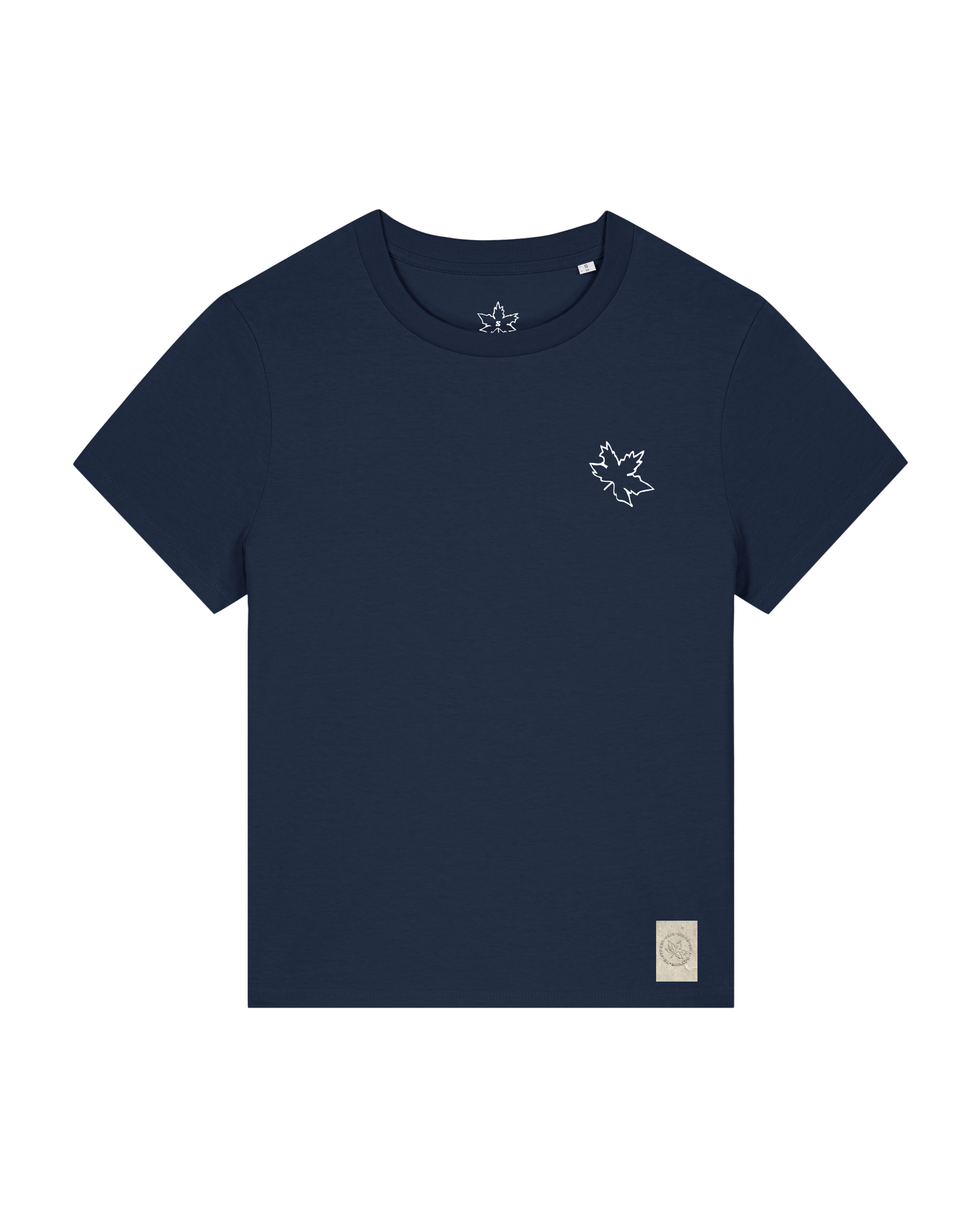 bio-female-medium fit-tshirt-be like flowers (backprint)-sttw172-marine-front