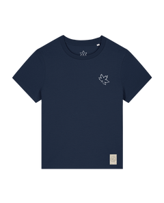 bio-female-medium fit-tshirt-be like flowers (backprint)-sttw172-marine-front
