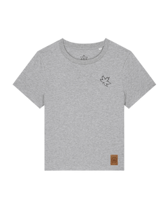 bio-female-medium fit-tshirt-be like flowers (backprint)-sttw172-mausgrau-front