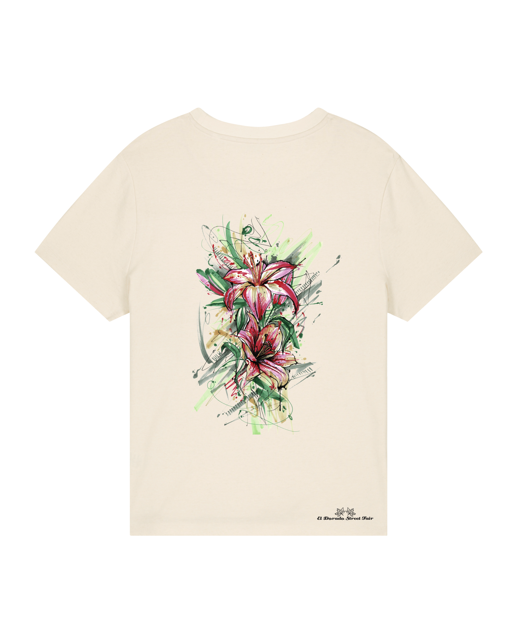 Bio Damen Medium Fit T-Shirt Be Like Flowers (Backprint)