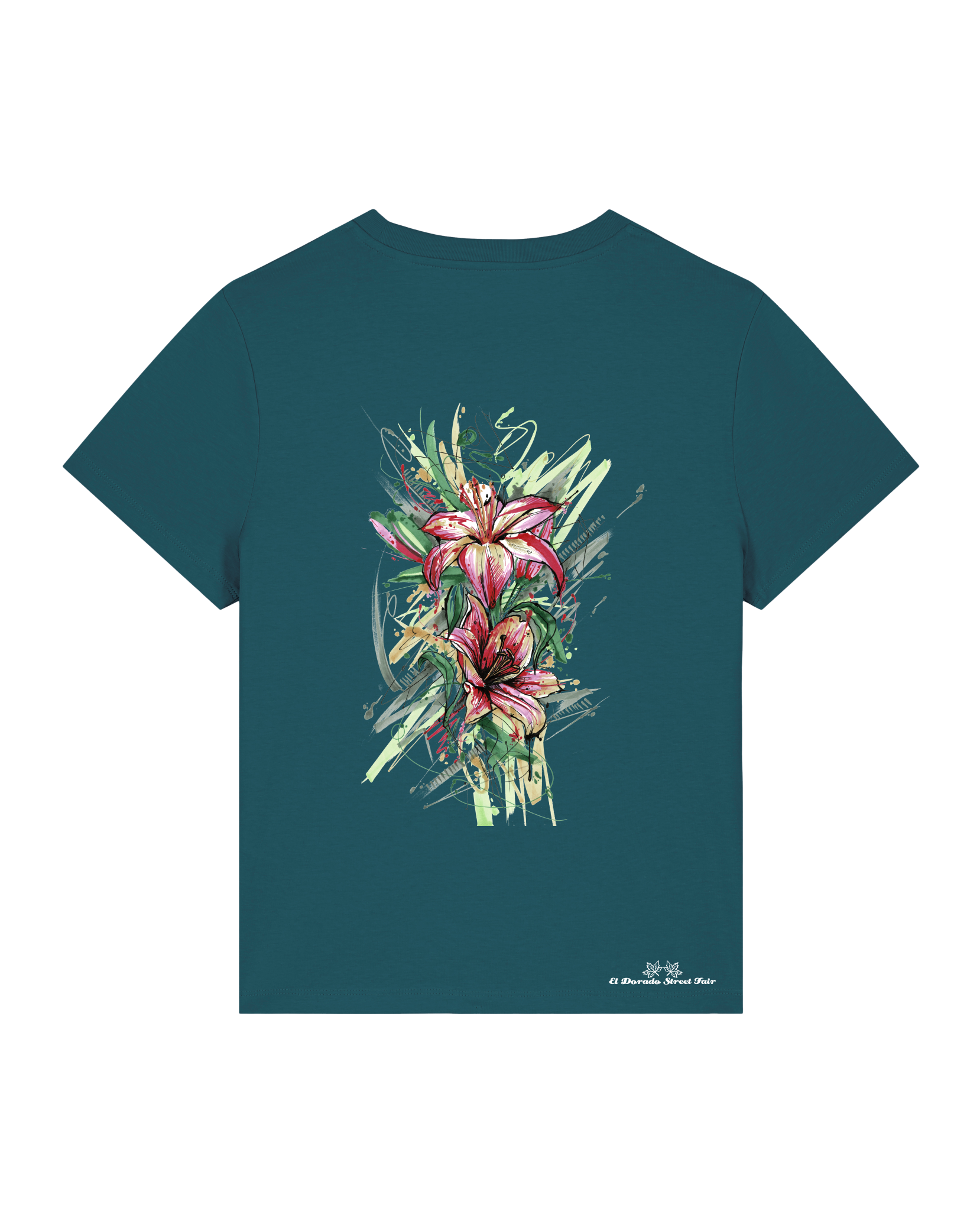 Bio Damen Medium Fit T-Shirt Be Like Flowers (Backprint)