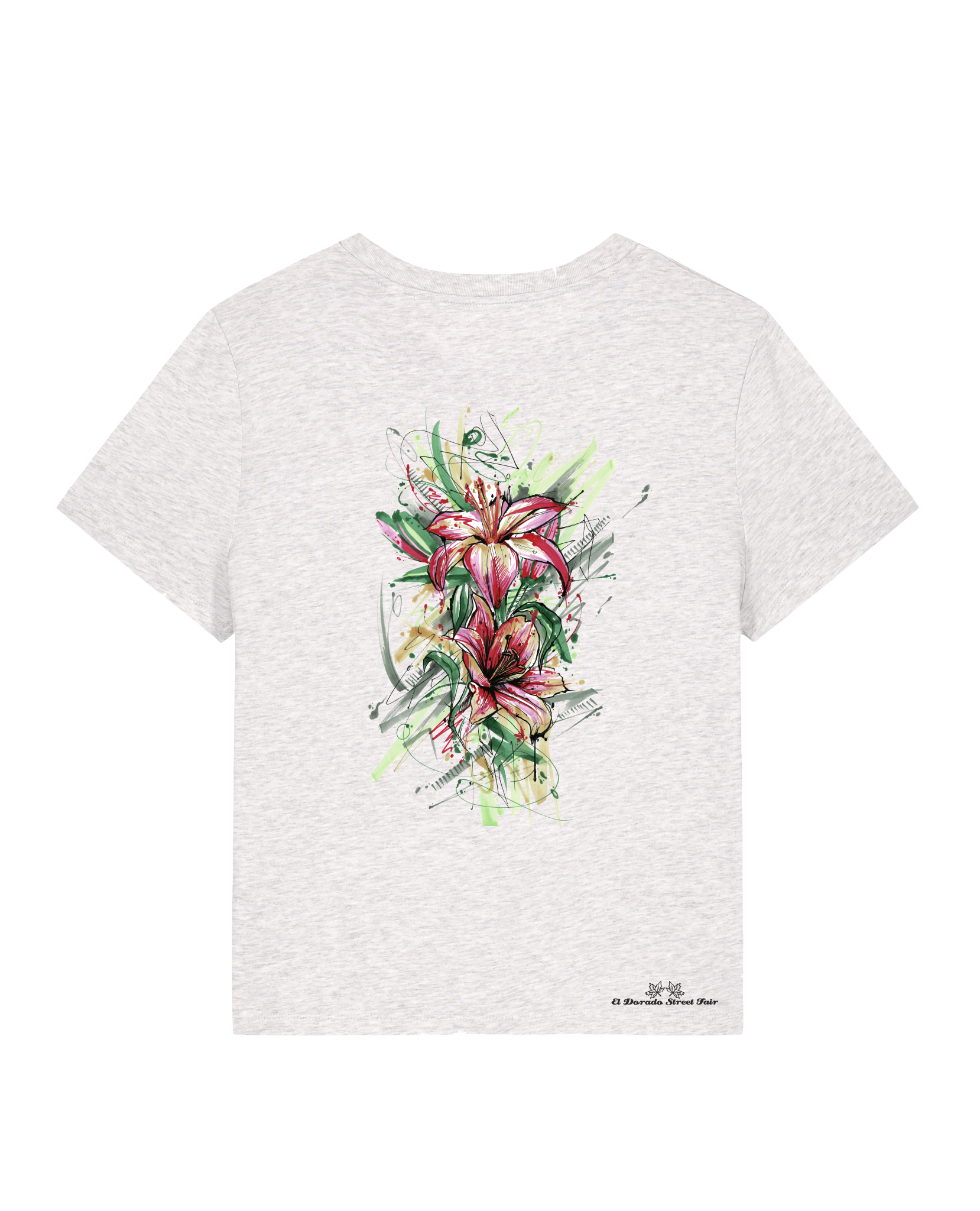 Bio Damen Medium Fit T-Shirt Be Like Flowers (Backprint)