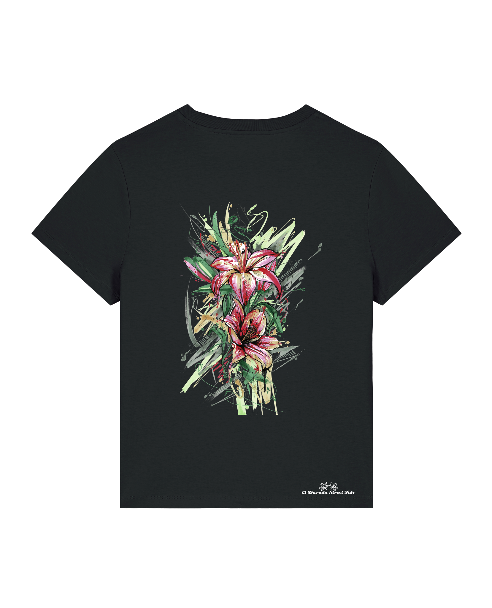 Bio Damen Medium Fit T-Shirt Be Like Flowers (Backprint)
