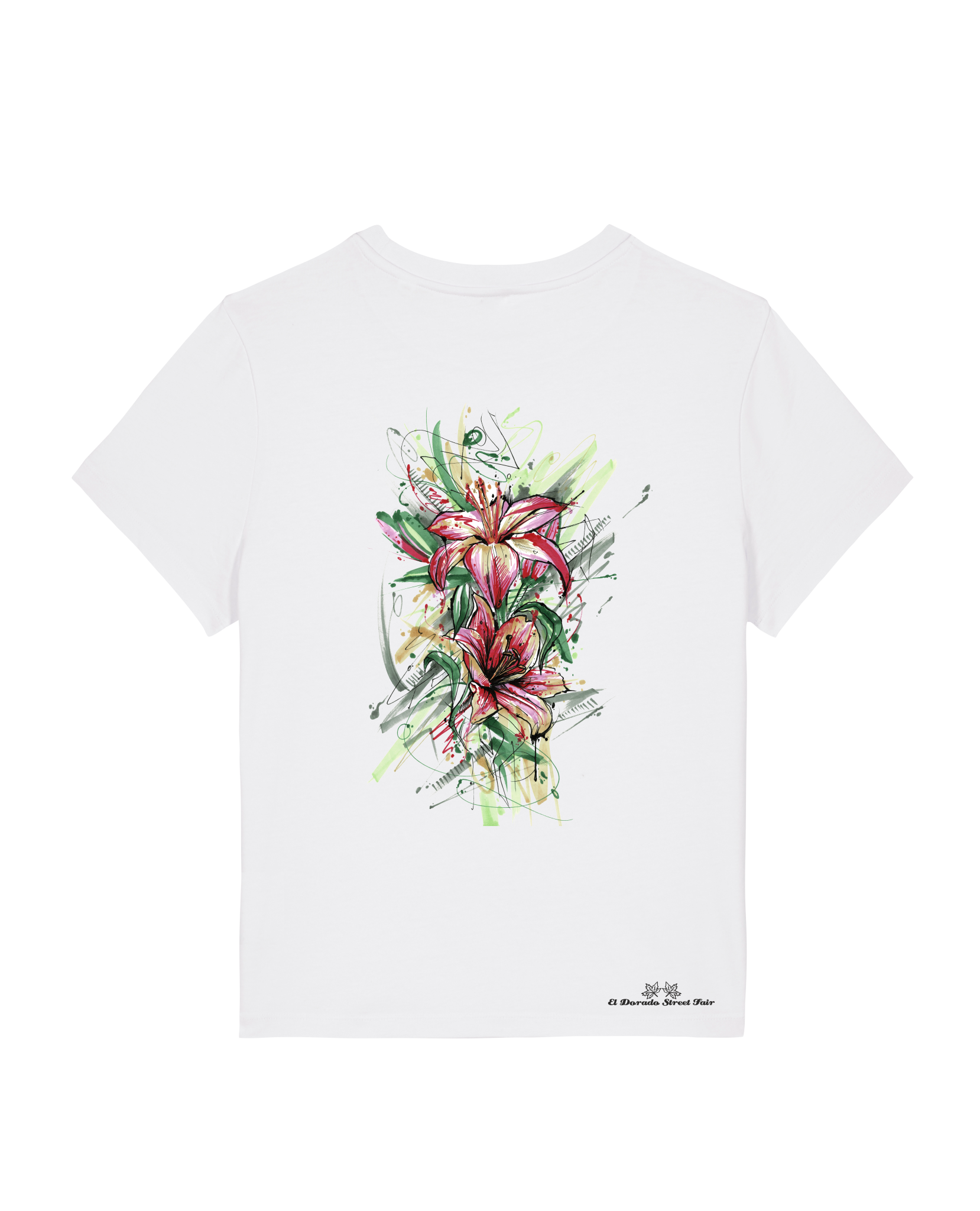 Bio Damen Medium Fit T-Shirt Be Like Flowers (Backprint)