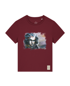 bio-female-medium fit-tshirt-beethoven-sttw172-burgunder rot-front
