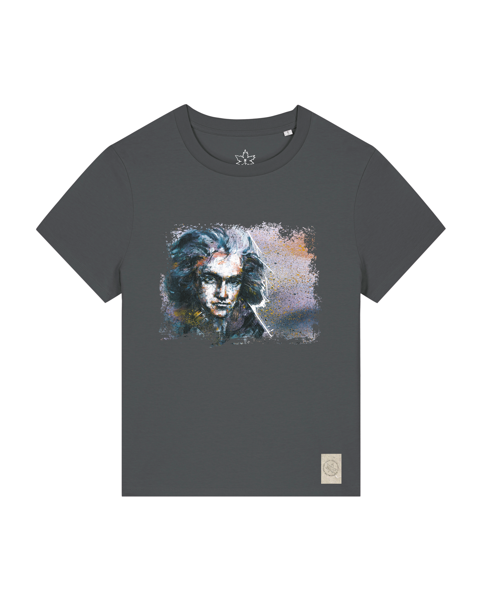 bio-female-medium fit-tshirt-beethoven-sttw172-eisen-front