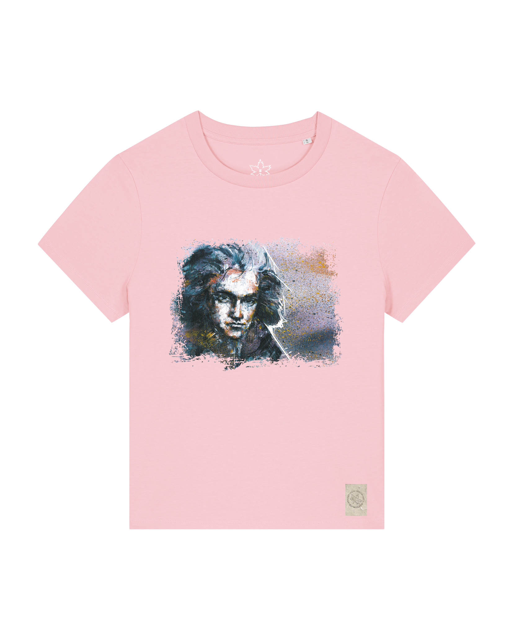 bio-female-medium fit-tshirt-beethoven-sttw172-flamingo-front